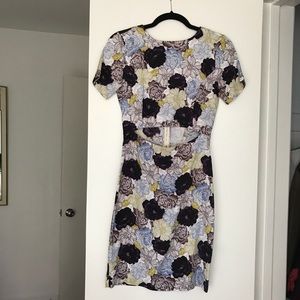 Suno Floral Cocktail Cut-Out Dress
